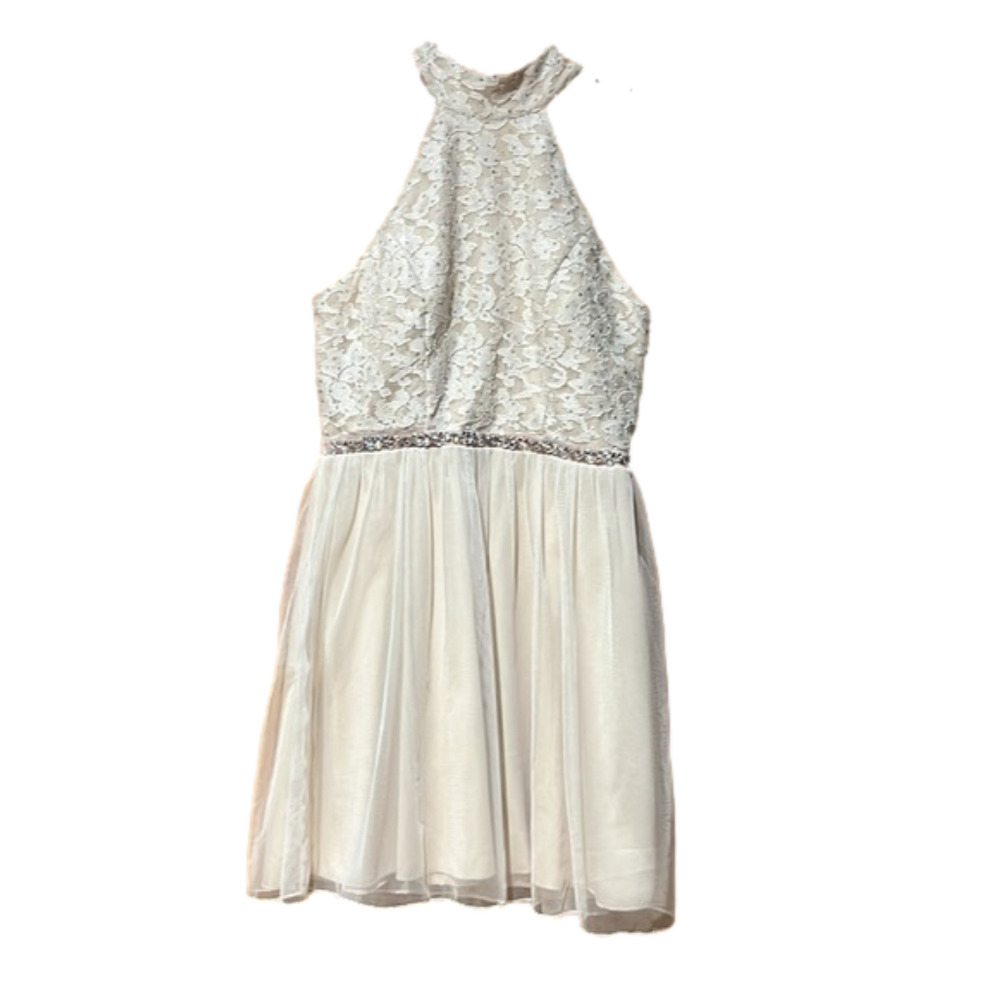 Speechless High Neck Mini Dress Lace Beaded Sequin Medium